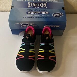 Skechers Black Sneakers with Multicolor Straps
